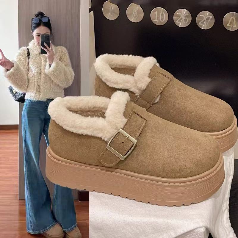 2025厚底加绒全包软底勃肯女鞋冬季一脚蹬