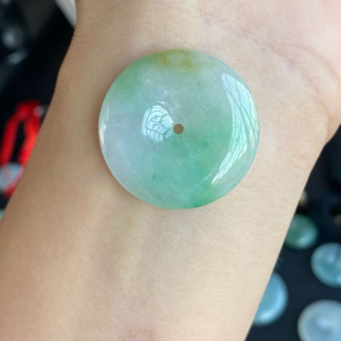 天然翡翠黄加绿平安扣