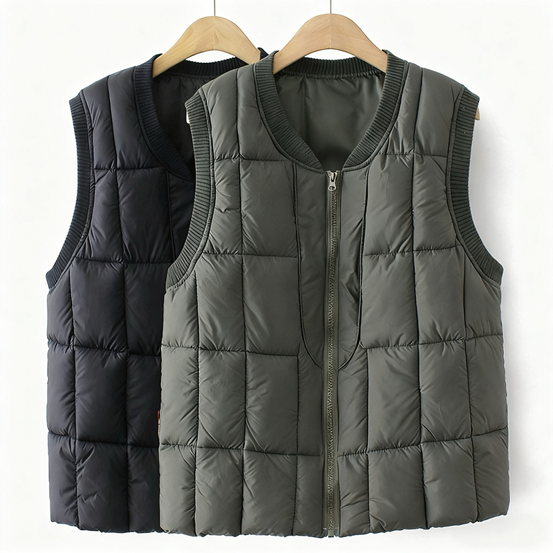 白鸭绒马甲背心拉链螺纹袖防风保暖冬季保暖9977-T