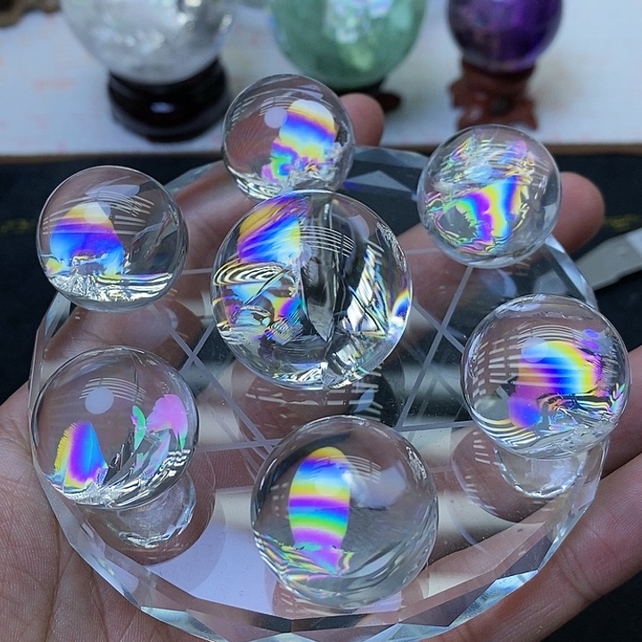 水晶彩虹白水晶七星阵未镶嵌