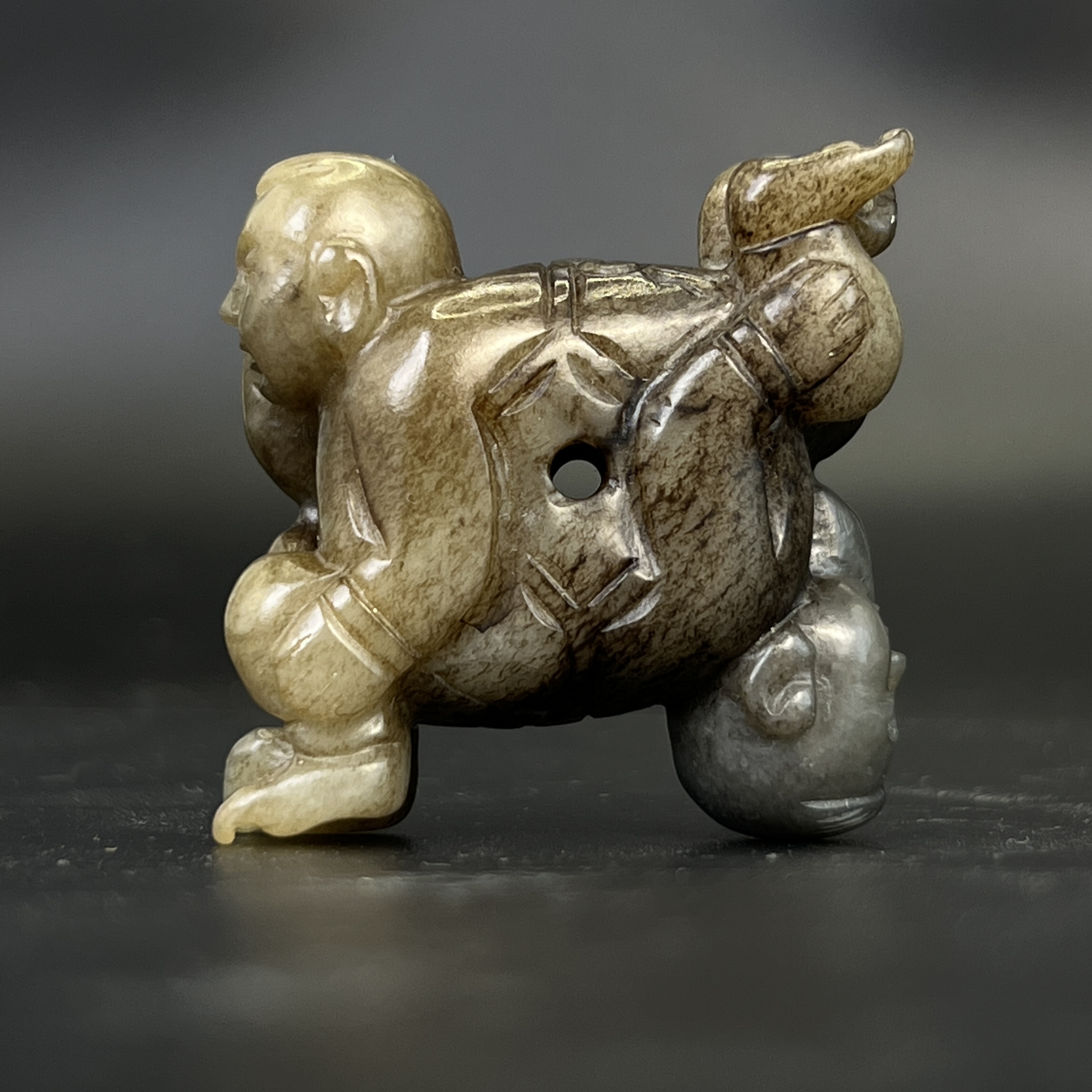 "清代和田玉四喜童子/ DL004082/ 古玩/收藏/德州文物"