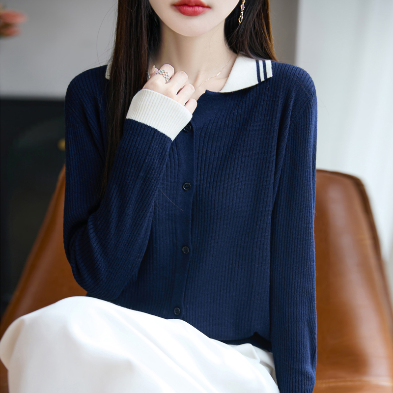 女针织毛针织衫修身刺绣开衫假两件宽松百搭女装N594上衣