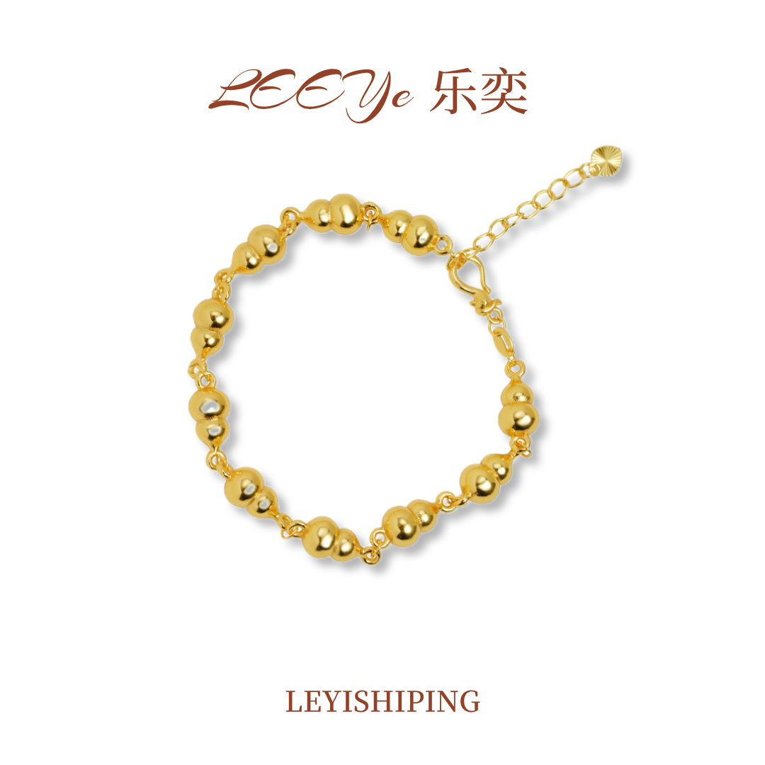 铜合金手链 LEEYe 古法手链国潮复古葫芦福禄手串金色金手链