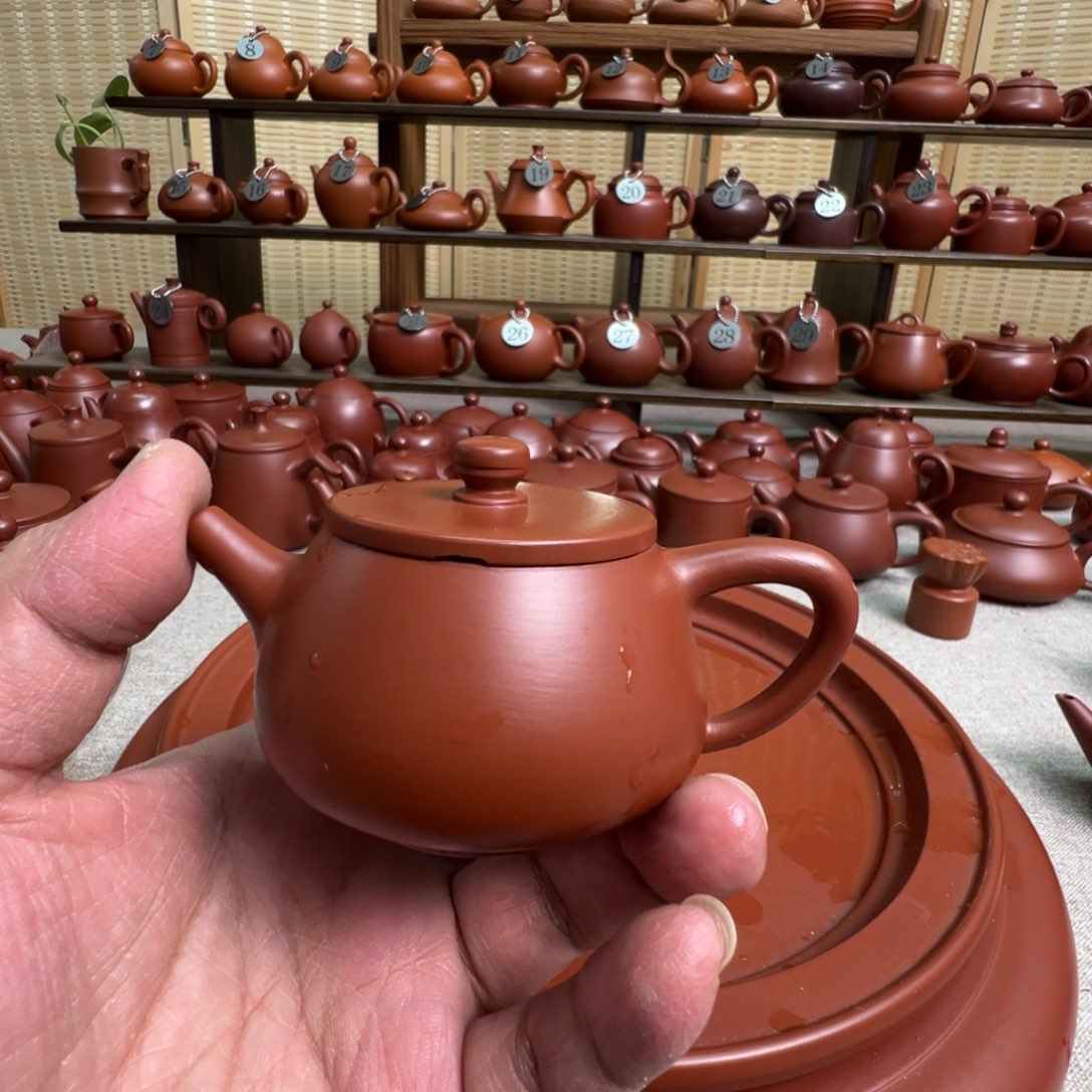张***丰紫砂茶壶潮州手拉朱泥壶，微瑕不退换