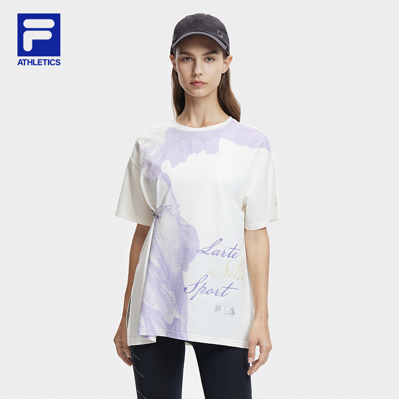 Fila/斐乐新品女款短袖运动时尚休闲夏季宽松印花圆领A11W421119F