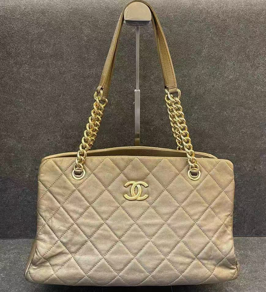 95新 Chanel/香奈儿 泡泡专属/香奈儿埃及金色托特手提包/95新