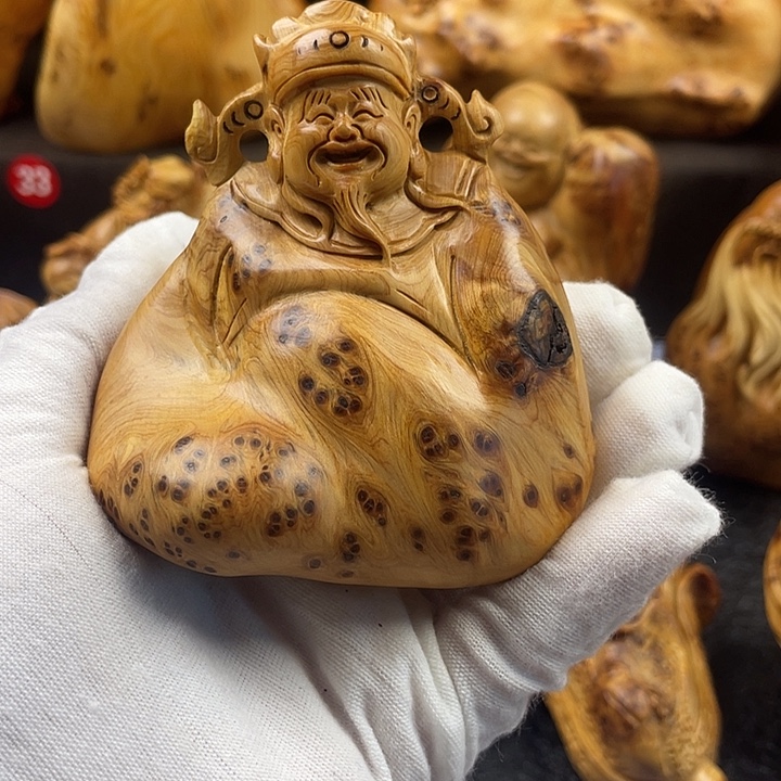 柏木（崖柏）财神手把件
