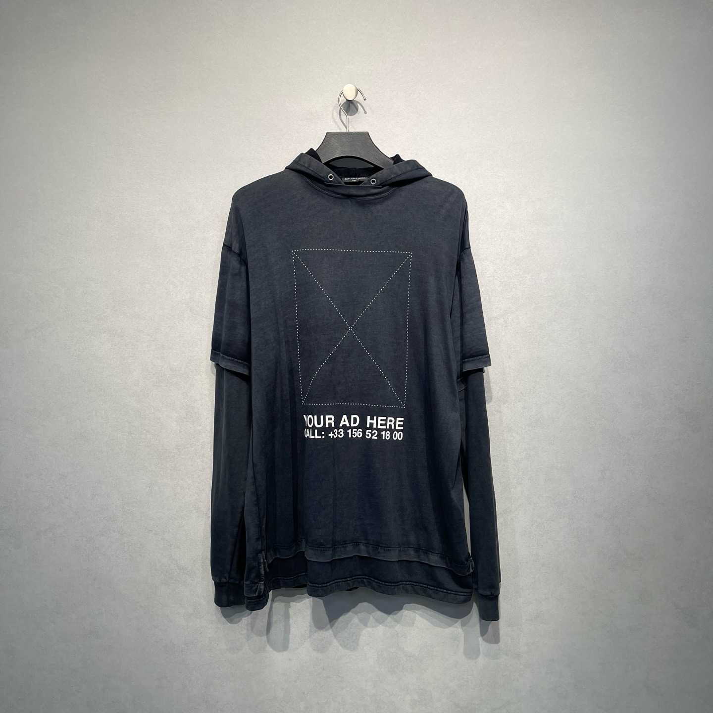 99新 Balenciaga/巴黎世家 假两件连帽卫衣/S码/DY216532