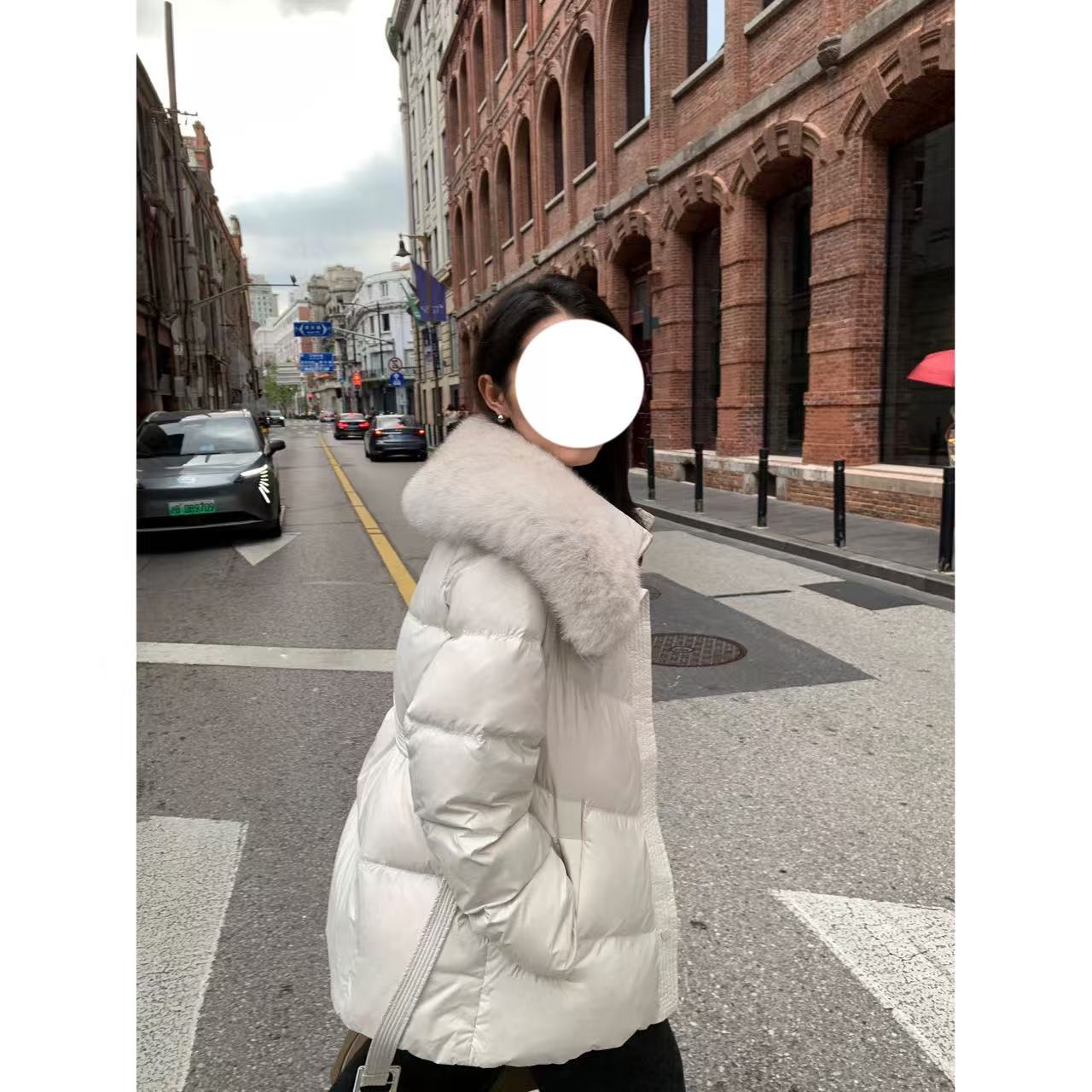 9921中长款收腰女领白鸭绒抽绳收腰韩版百搭冬季保暖外套