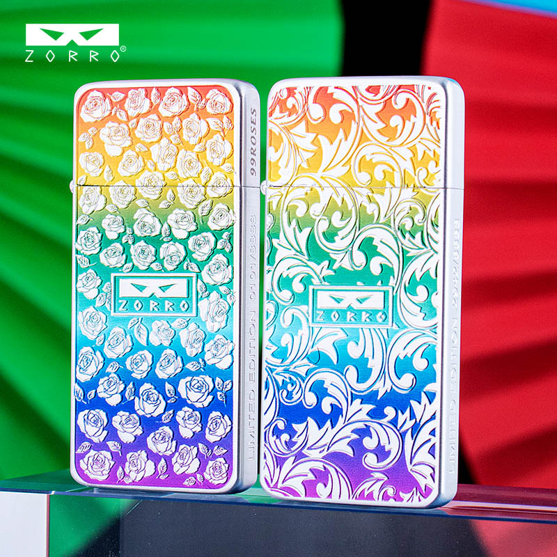 佐罗二代超薄彩虹玫瑰打火机时尚经典个性潮流高档新年送男士礼品