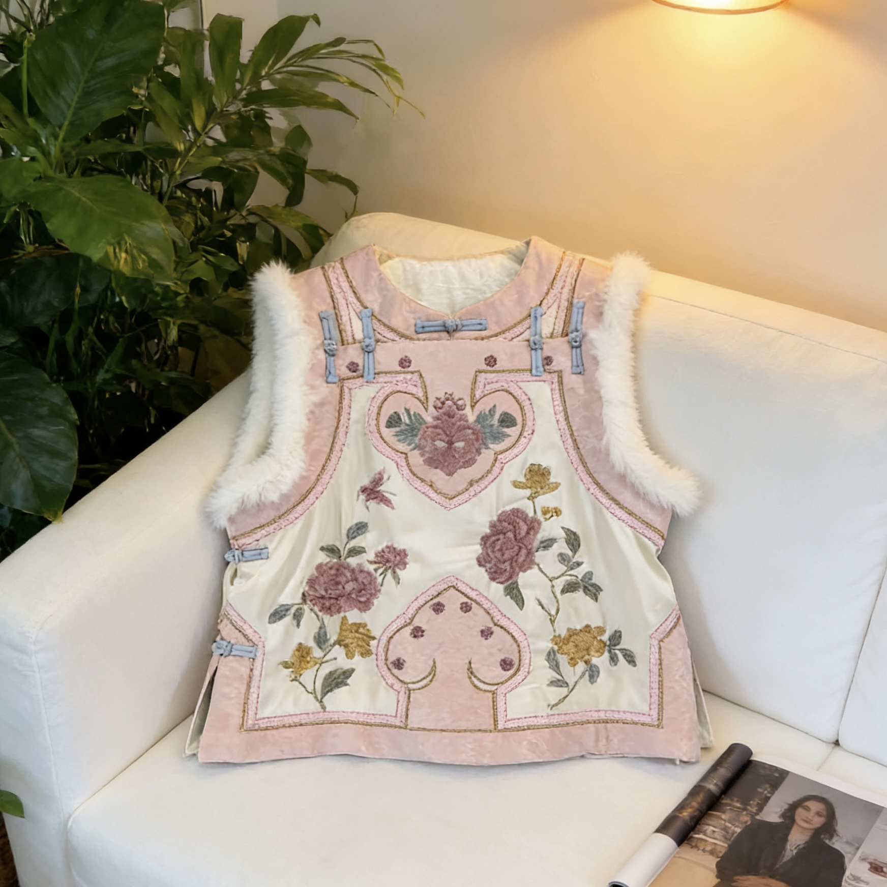 设计感新中式百搭盘扣重工刺绣马甲-520154