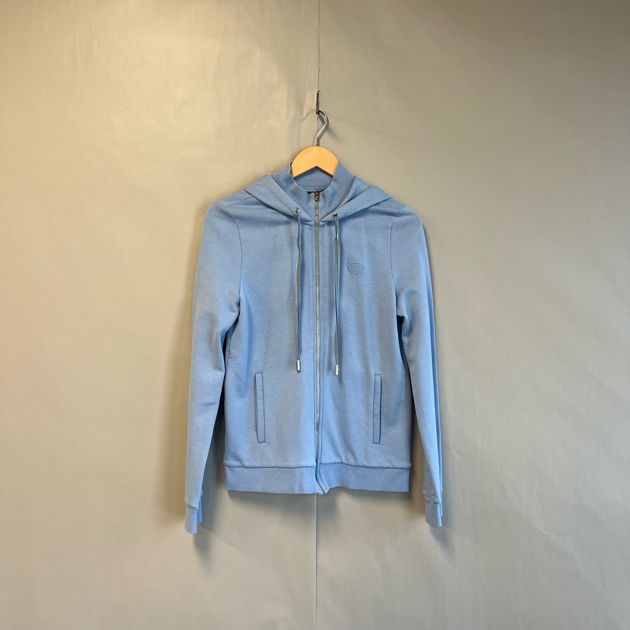99新 GUCCI/古驰 连帽外套蓝色胸口小logo s码#2236