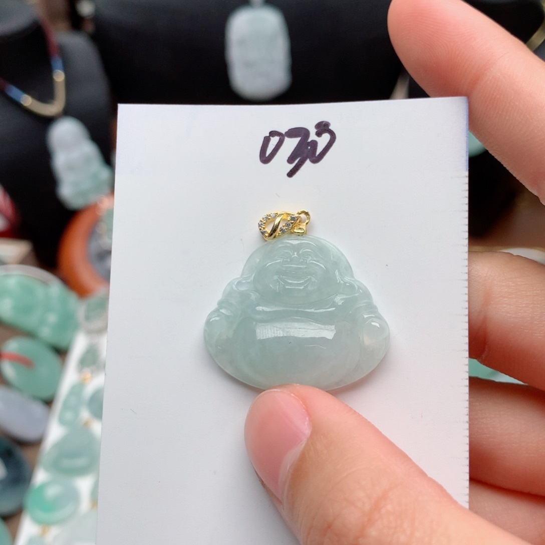 翡翠颈饰银S925镀金镶嵌吊坠