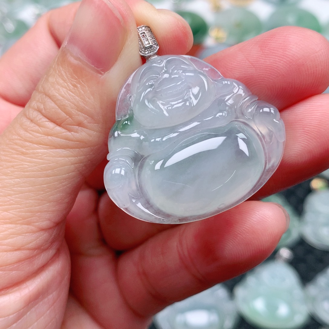 翡翠吊坠(不含链)18K金镶嵌