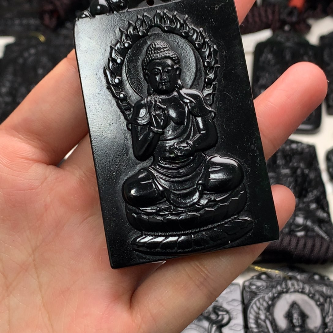 天然缅甸a货钢琴黑挂件