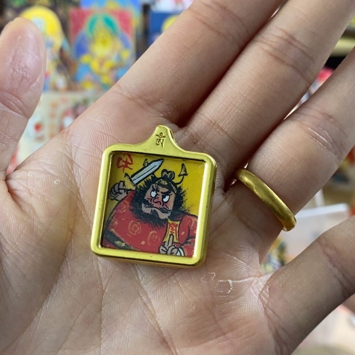 孤品朱砂奎爷持剑锌合金小项链