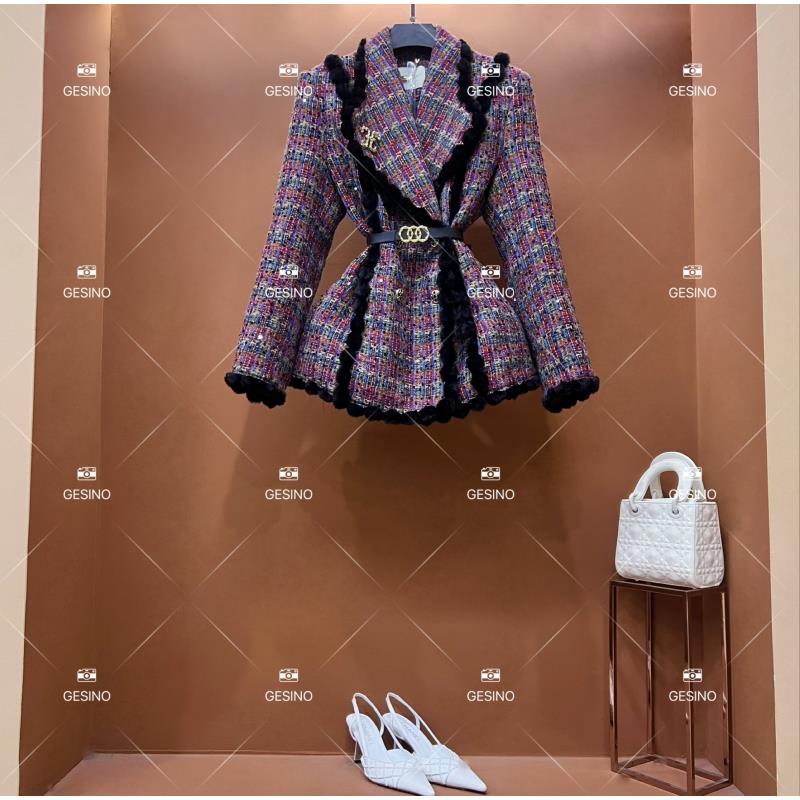 【闵闵】秋冬气质小香风时尚设计师中长款外套 QD-2025569