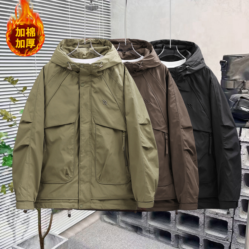 【太空壹号】冬季加棉加厚 石墨烯科技蓄热连帽情侣保暖外套9010