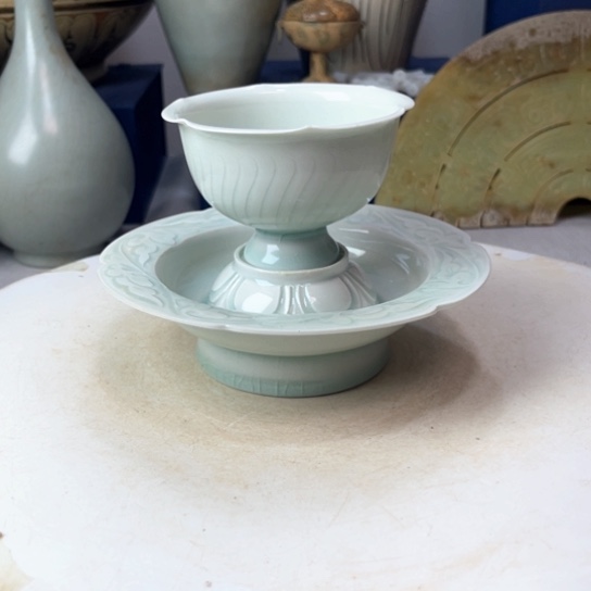 摆件王*海湖田窑影青茶盏摆件1