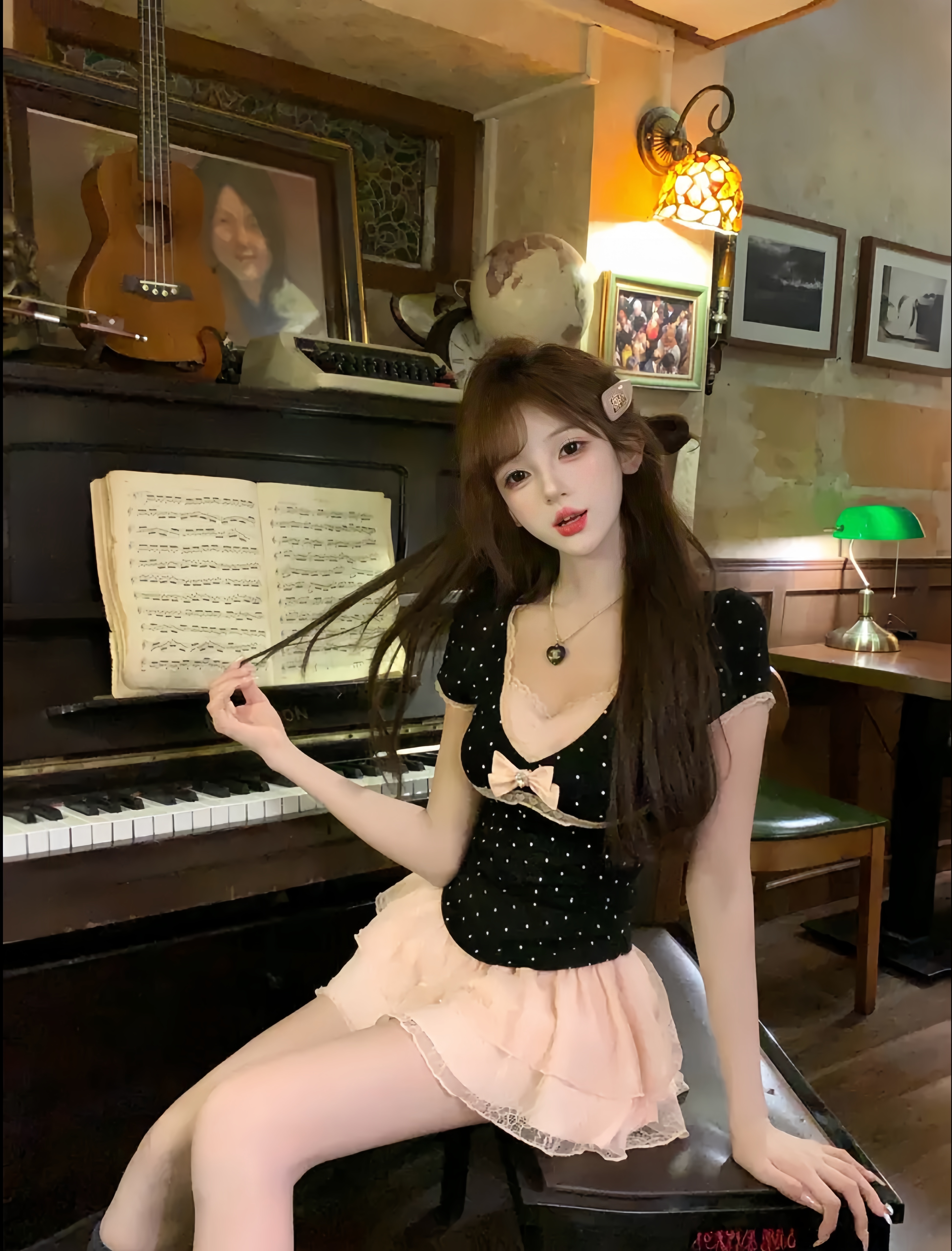 中古私藏 夏季新款纯欲风甜美可爱端午约会波点上衣低腰半身短裙 