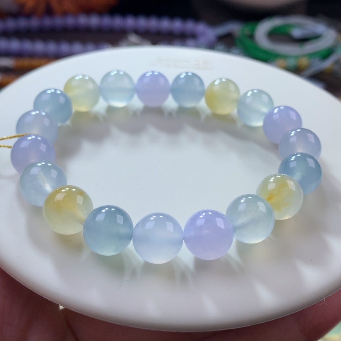 翡翠手链未镶嵌翡翠高冰马卡龙卡10+