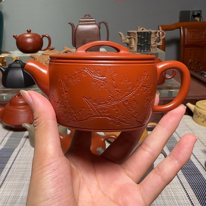 茶壶紫砂全手工大口汉瓦壶朱泥 170cc