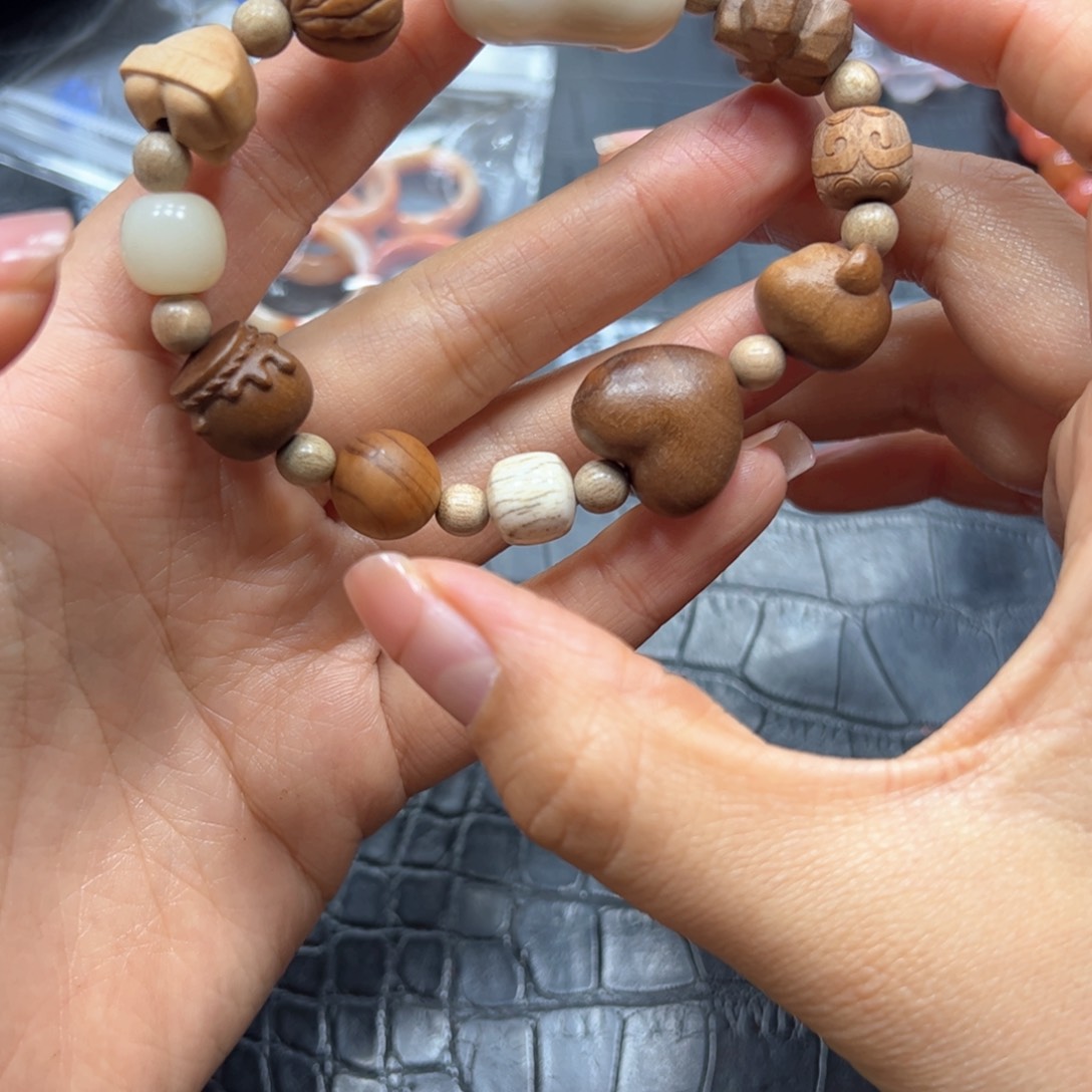 银S925镶嵌手链烟晶文玩多宝手链