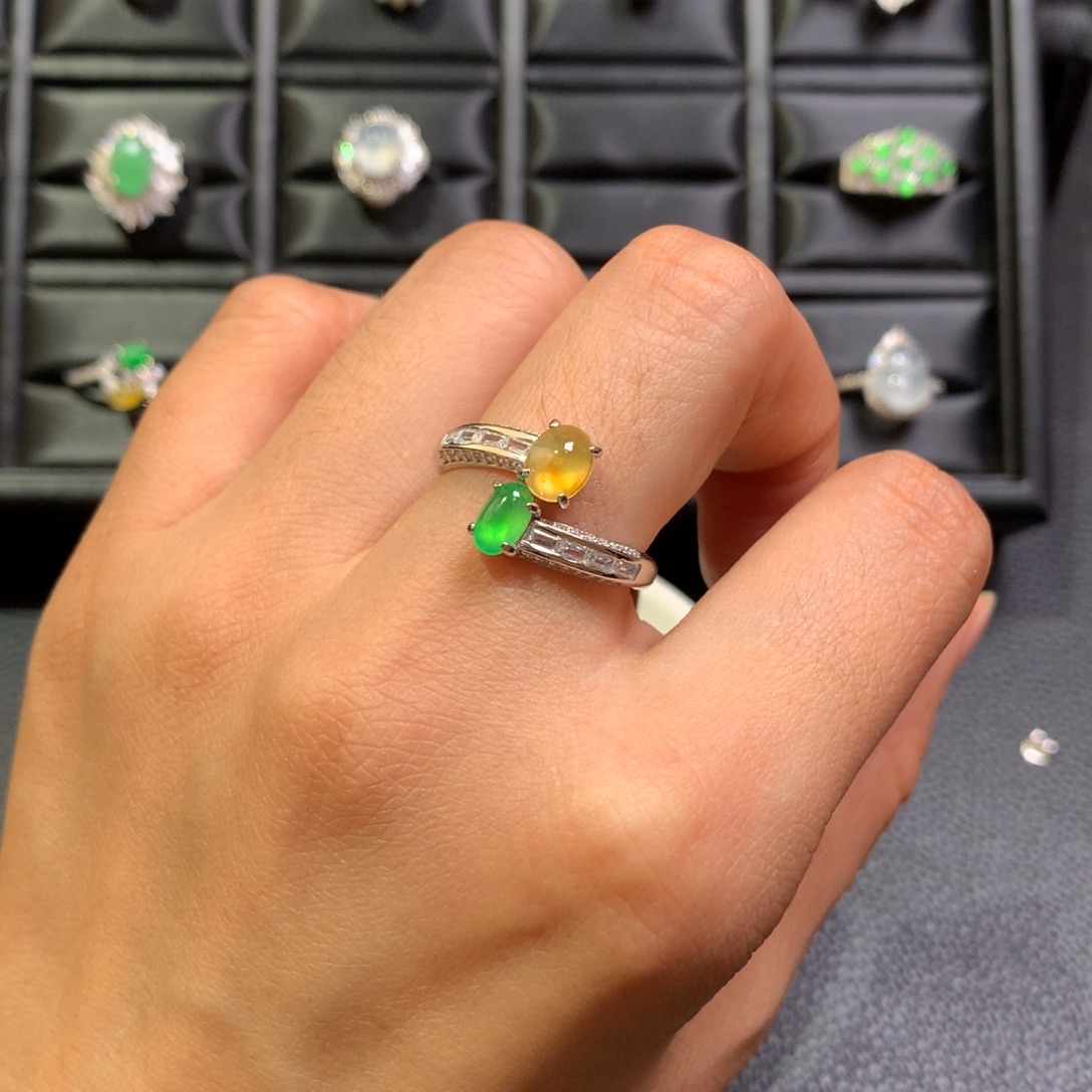 翡翠银S925镶嵌戒指