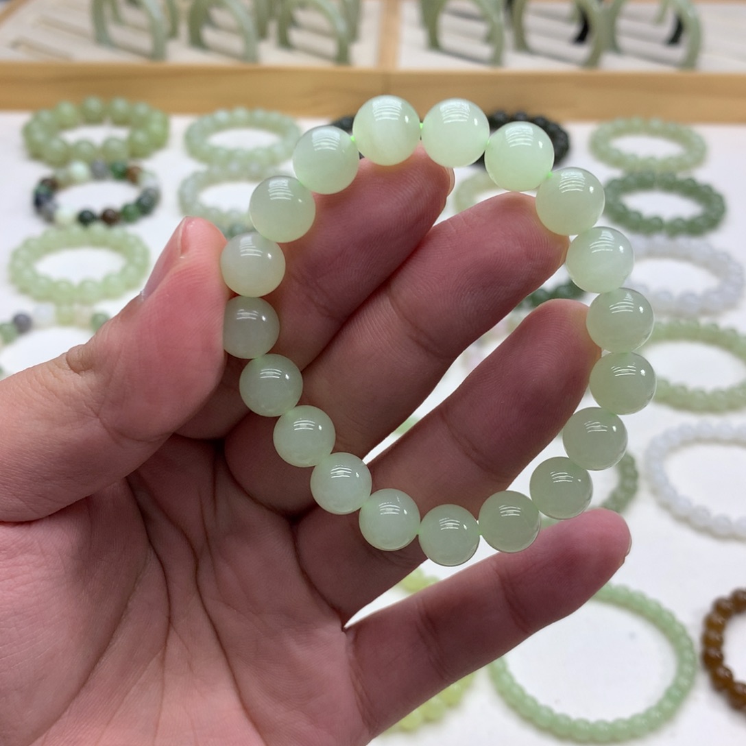 和田玉手串（冰晴水10）未镶嵌