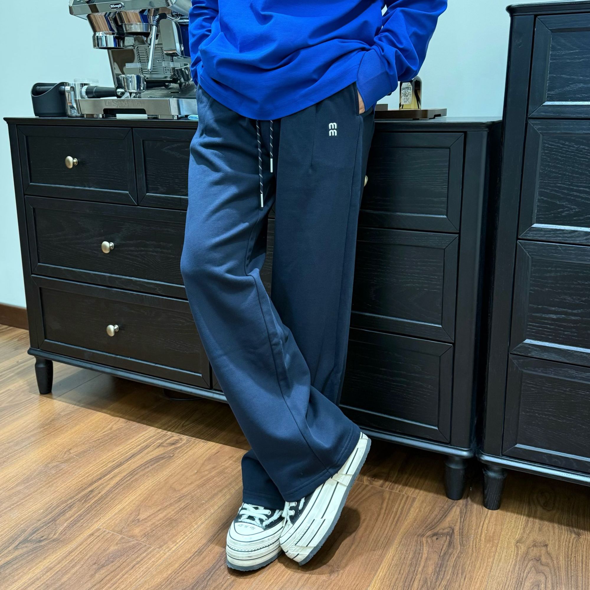 春夏款【M字母刺绣蓝色休闲裤】男女同款D28091