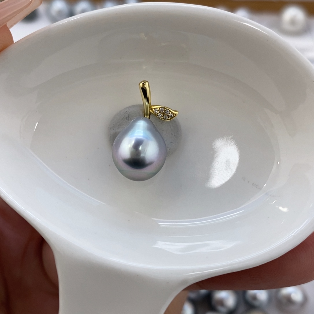 未镶嵌裸珠海水珍珠铂金灰单珠10.6