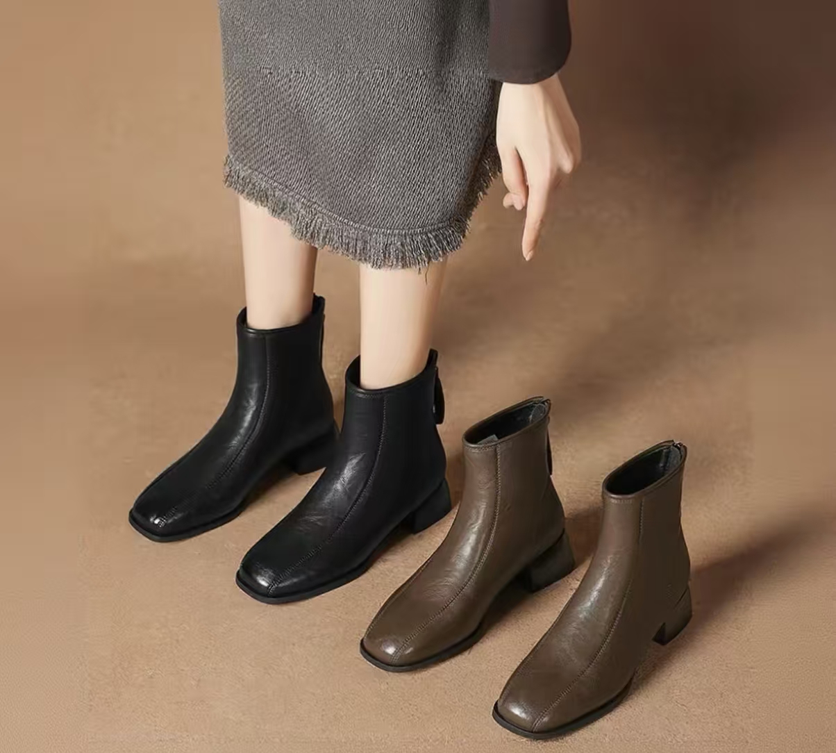 【品牌力荐】秋冬新款百搭时尚加绒加厚舒适高级设计感靴子188