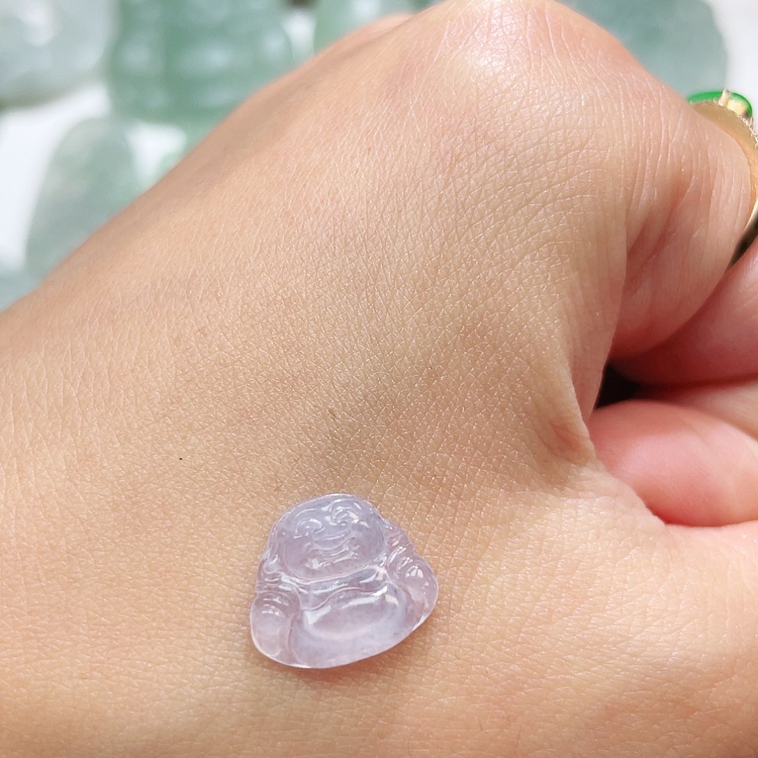 定制翡翠未镶嵌冰紫小佛公