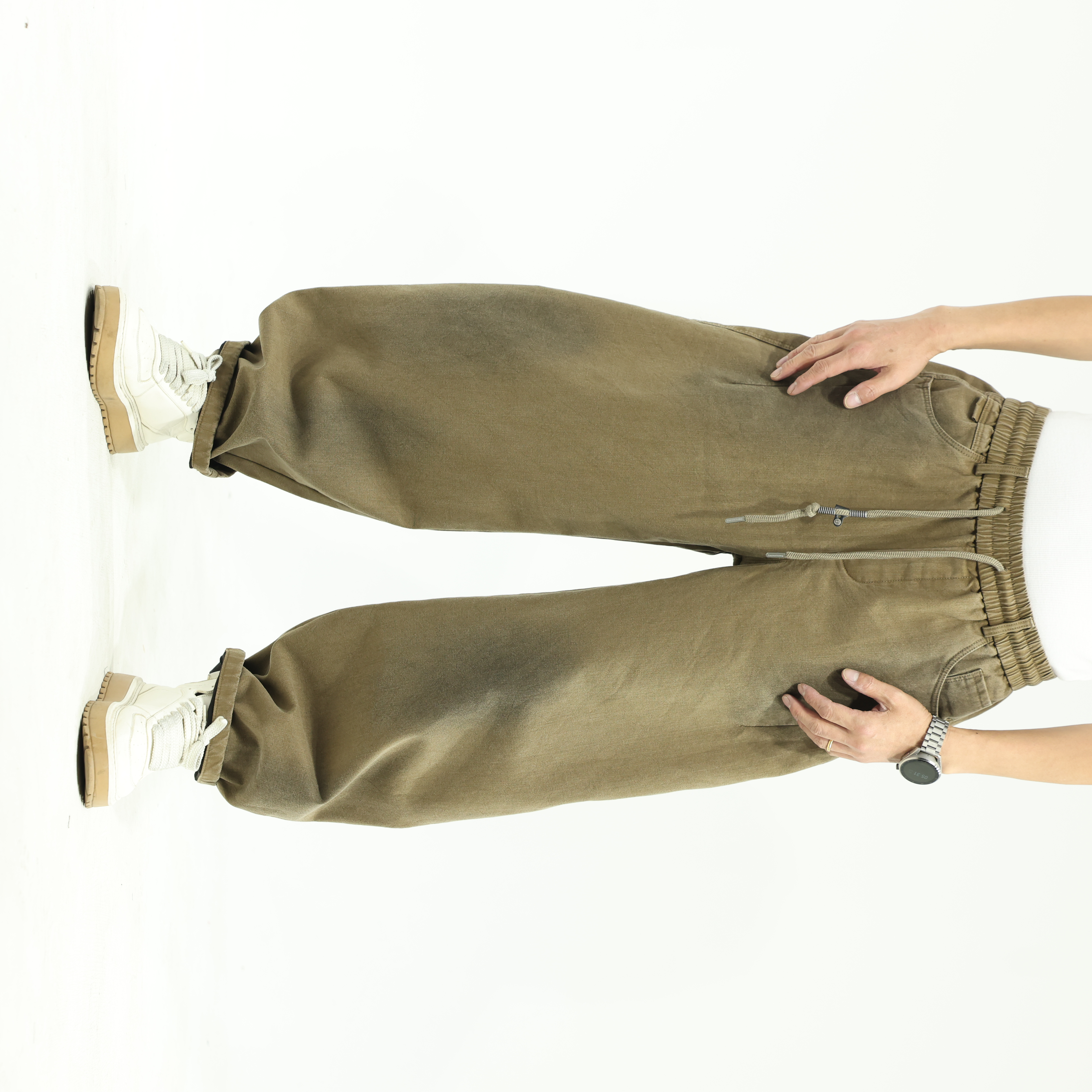 2026【陈先生设计款】男士春季弹力抽绳腰喷涂加绒休闲潮流百搭长裤