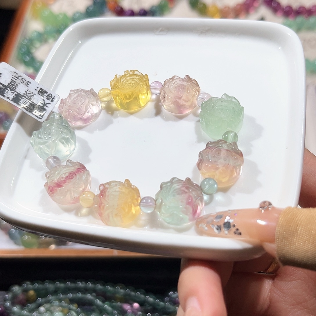 未镶嵌手链萤石莲花宝座