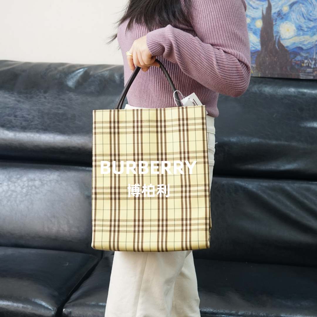 95新 BURBERRY/博柏利 巴宝莉/格纹单肩包/HD12527072/7072