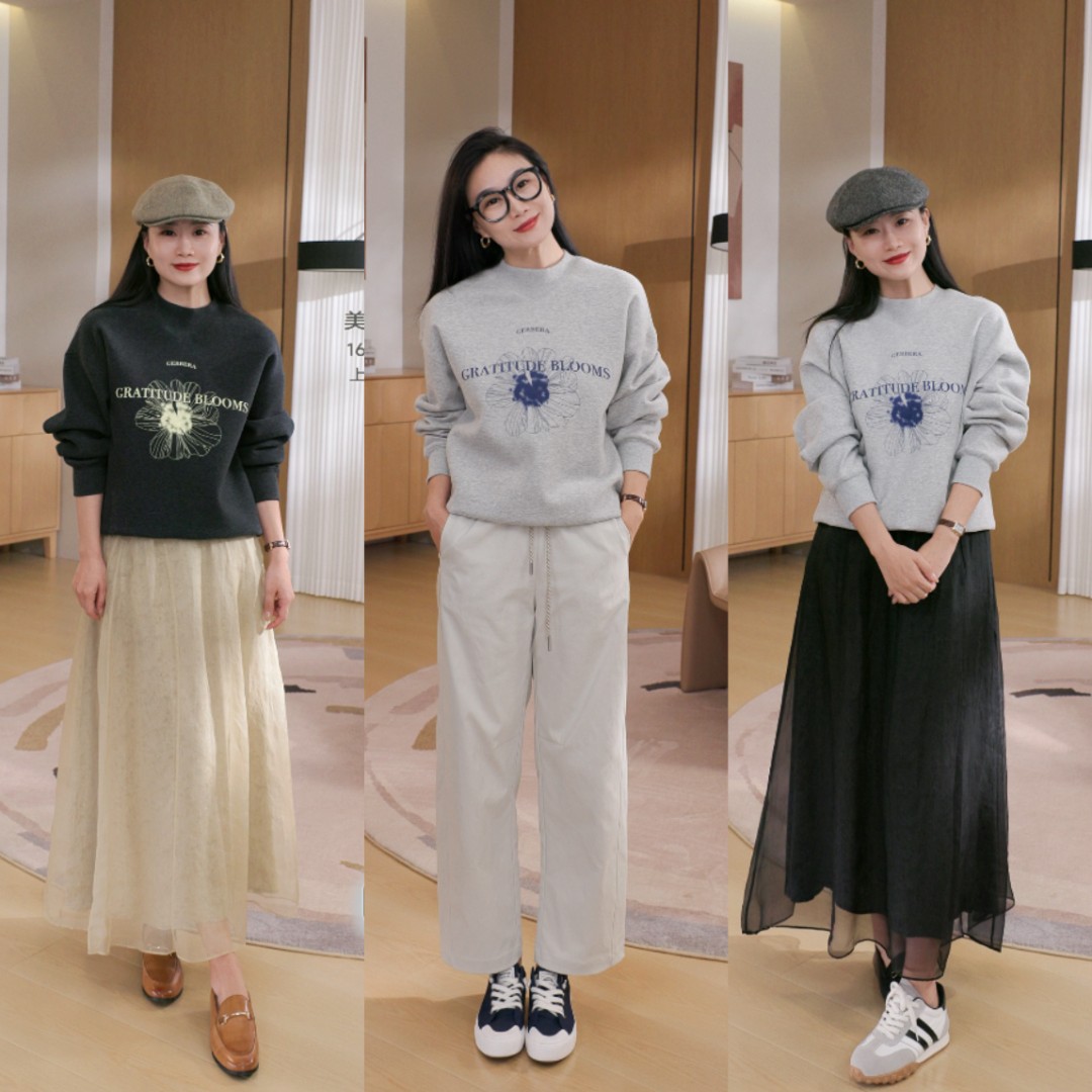 WMRJ【花朵卫衣】“恒温小暖炉”可耐丽热熔柔软亲肤百搭圆领卫衣秋冬