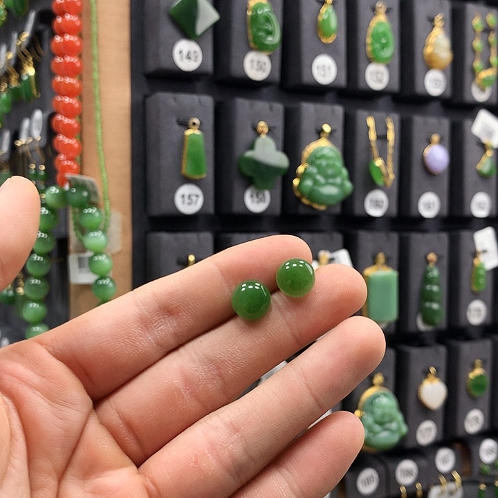 和田玉耳饰18K金镶嵌