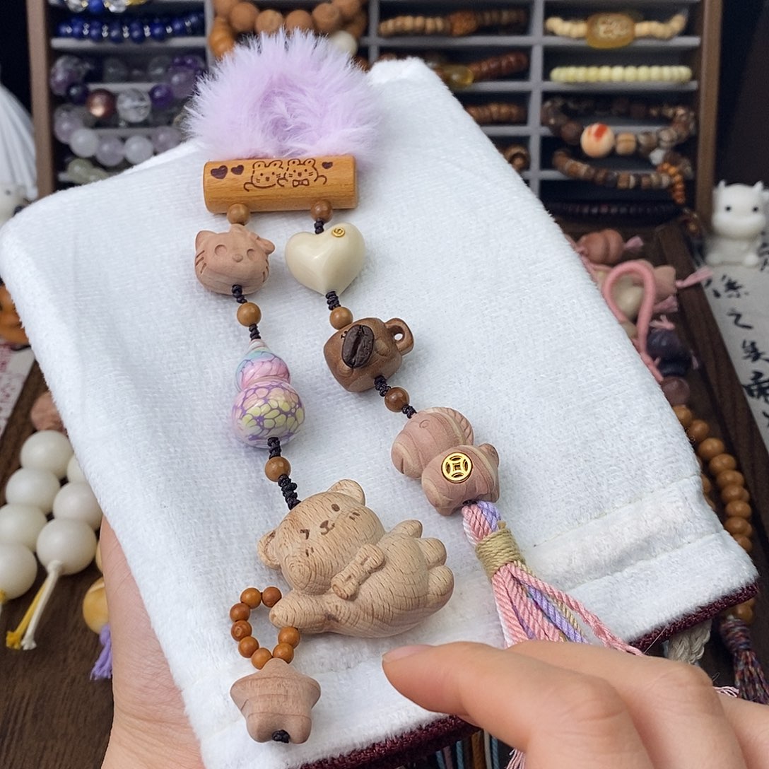 吊坠白玉菩提车挂猫