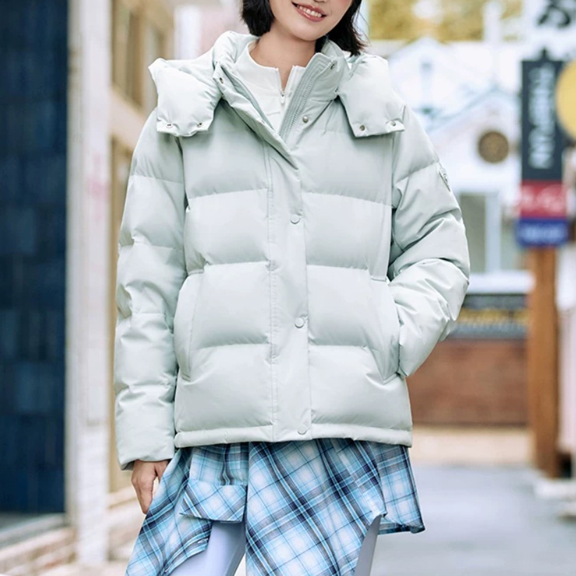【白鹅绒】短款连帽羽绒服女士可拆卸帽鹅绒服运动冬季百搭外套