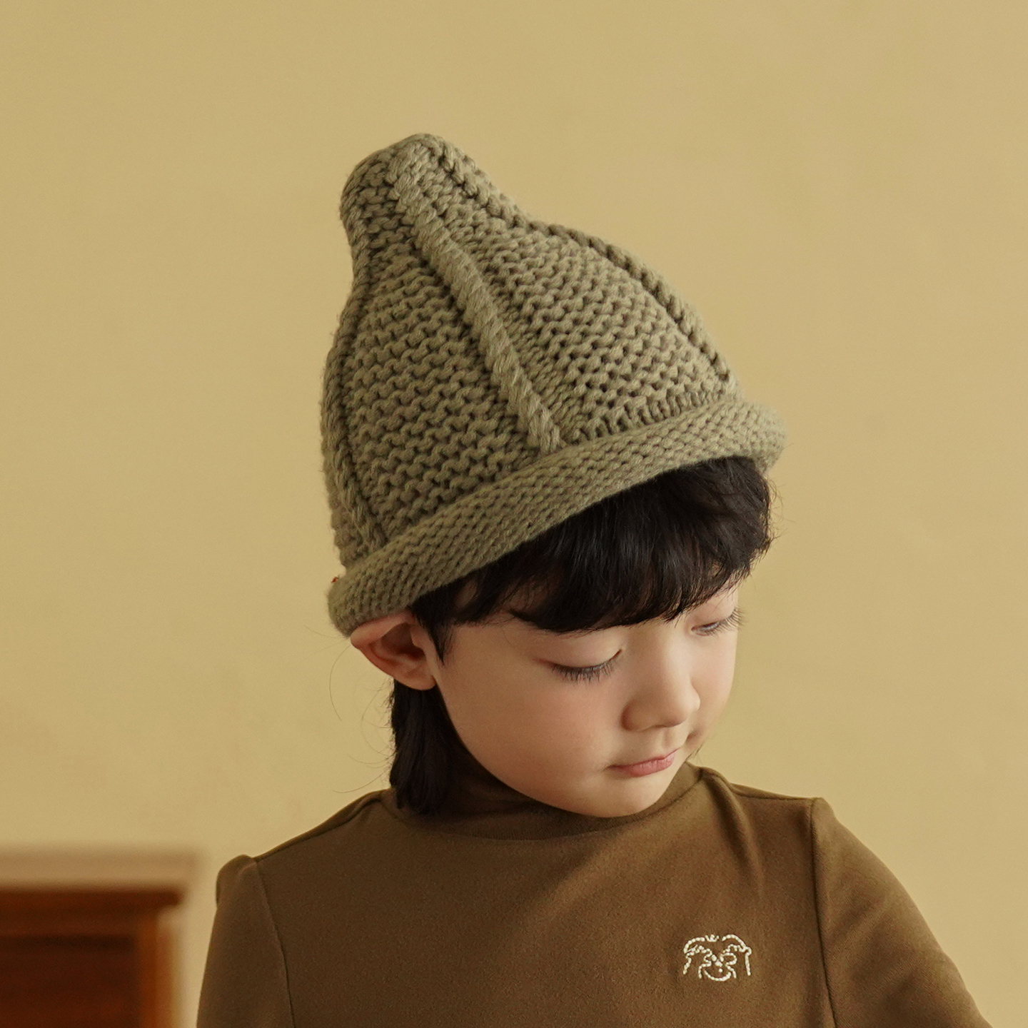 砚台家日韩系男女童毛线尖尖帽儿童帽子春秋款AMX-M51-05