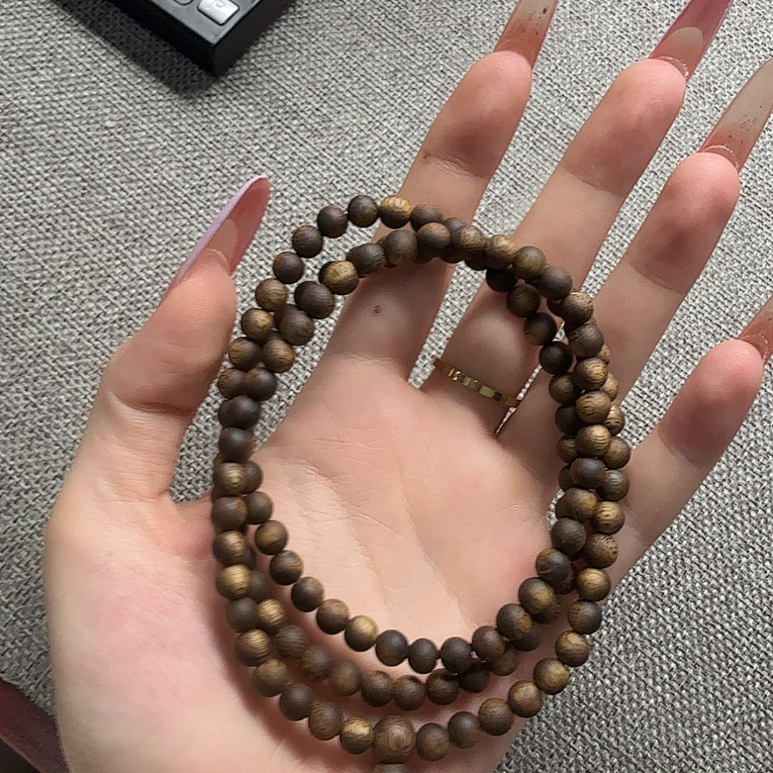 沉香沉香碎屑06圆珠多圈透顶绿