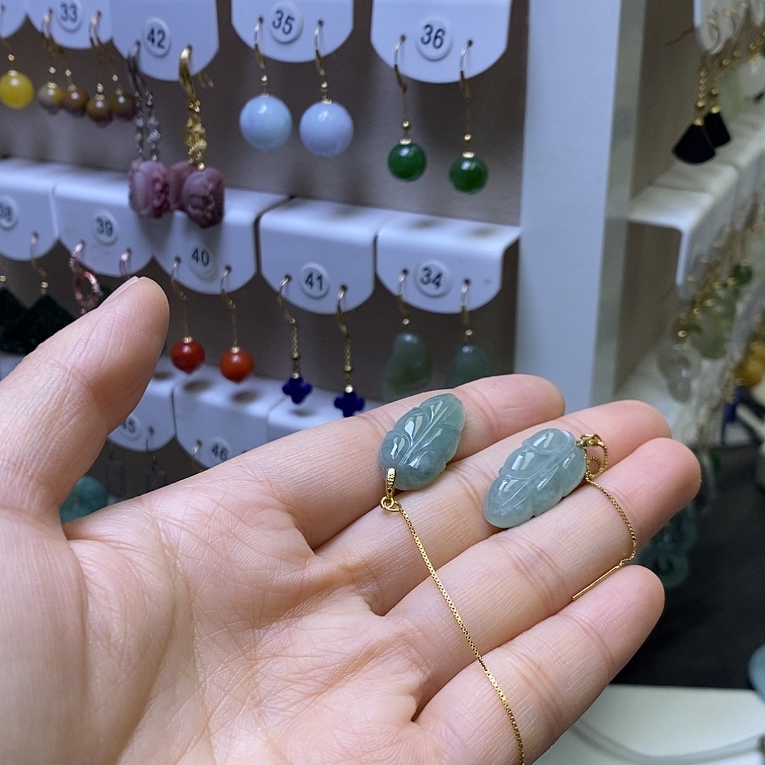 翡翠银S925镶嵌耳饰