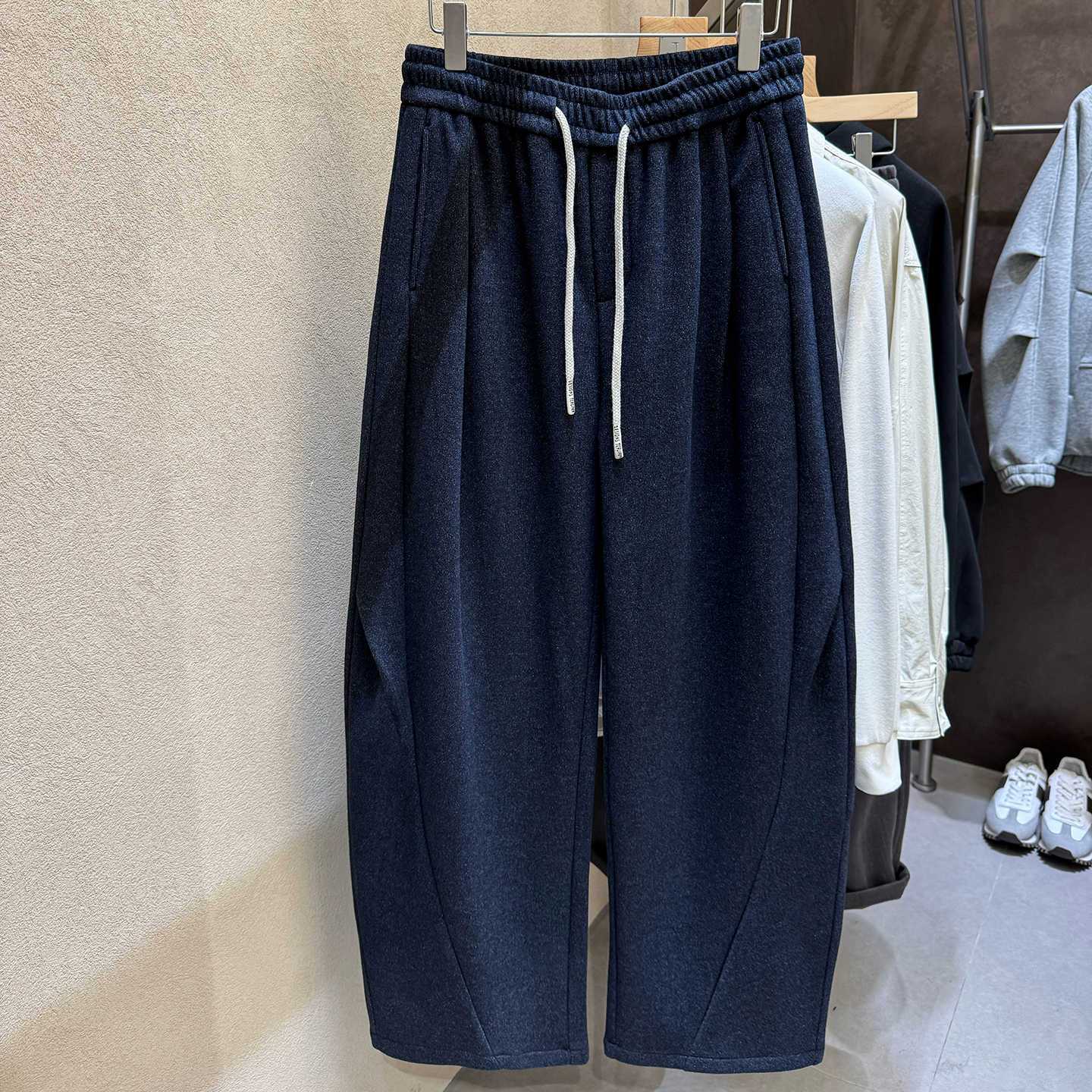 羊毛醋酸+桑蚕丝！弯刀阔腿裤！高定奢货 抓绒加厚男士宽松休闲裤