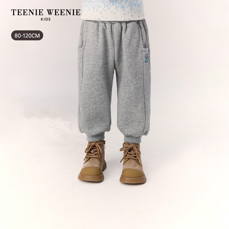 TeenieWeenieBaby小熊童装25年新秋冬百搭银狐绒卫裤T0TM254V19K