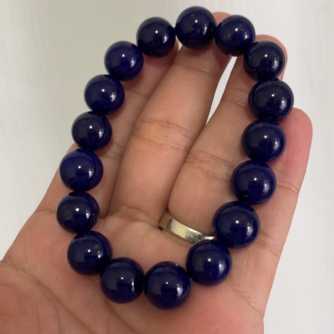 青金石未镶嵌高货黑加仑12.5mm手串