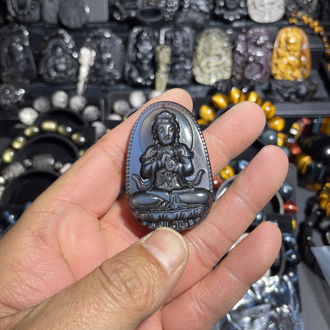 黑曜岩吊坠(赠链)未镶嵌扯****春