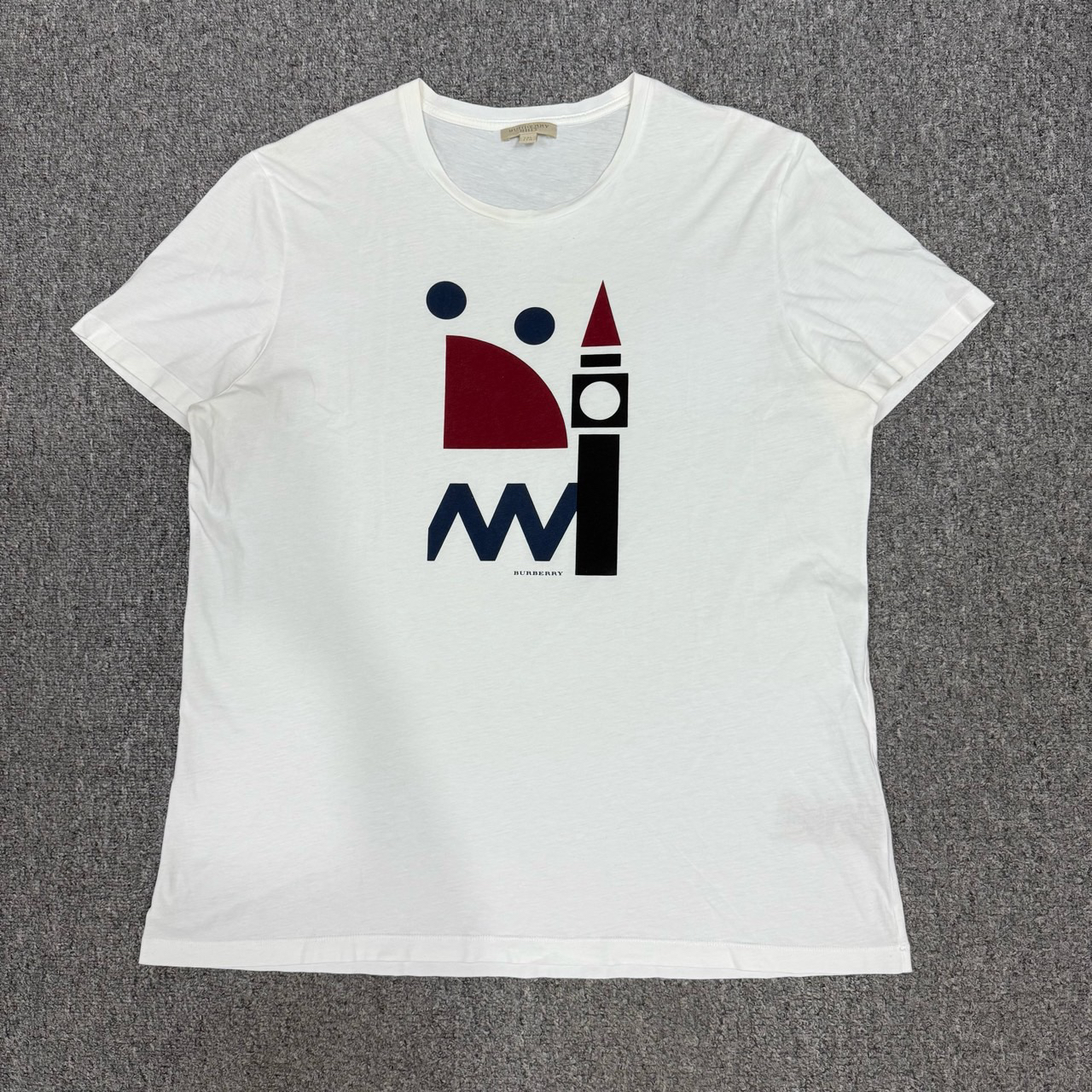 99新 BURBERRY/博柏利 13945199 巴宝莉 白色涂鸦短袖 XXL码