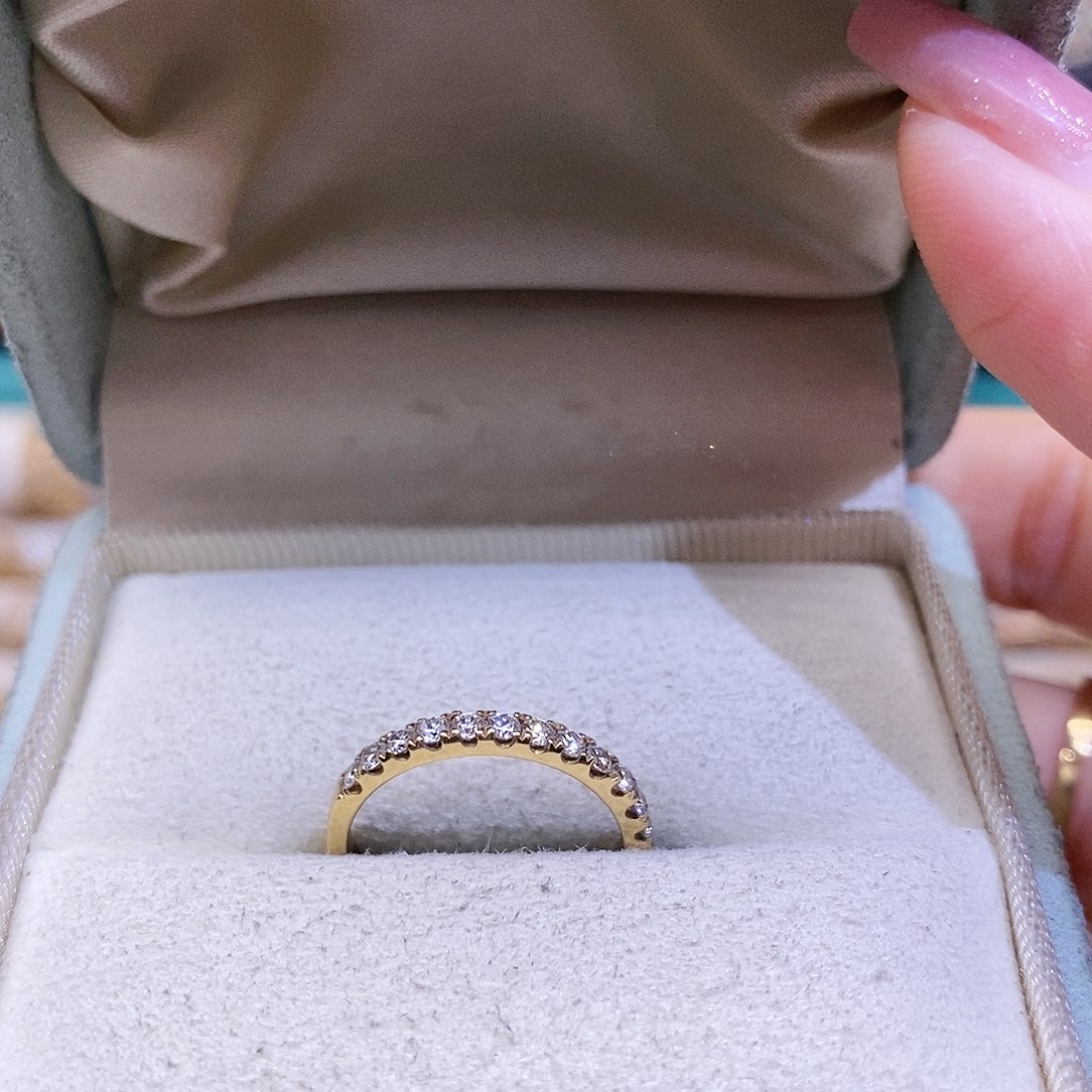 钻石戒指/指环18K金镶嵌k黄40分排戒福利款（可备注圈口