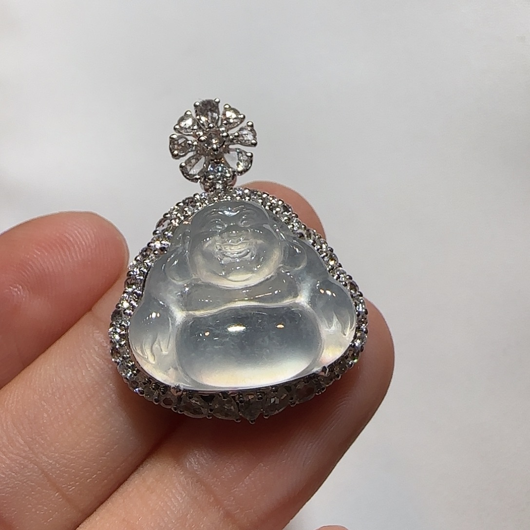 翡翠18K金镶嵌吊坠(不含链)佛公